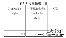 表3.2 可靠性统计量