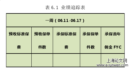 表 6.1 业绩追踪表