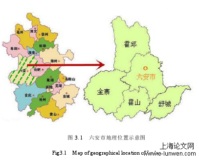 图 3. 1 六安市地理位置示意图