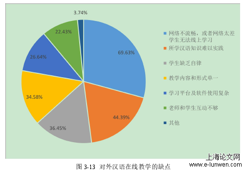 图 3-13 对外汉语在线教学的缺点